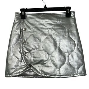 Kids' Metallic Faux Leather Skort In Silver(Size 14)